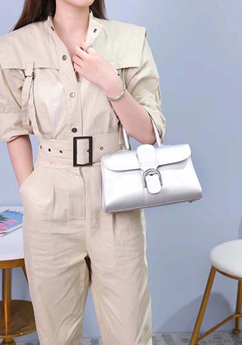 Hurricane Smooth Leather Shoulder Bag Sliver