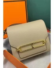 Kristine Palmprint Leather Shoulder Bag Light Grey