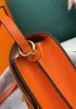 Kristine Palmprint Leather Shoulder Bag Orange