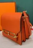 Kristine Palmprint Leather Shoulder Bag Orange