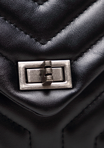 Yvonne Large Shoulder Bag Lambskin Black