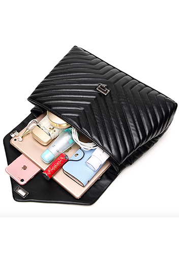 Yvonne Large Shoulder Bag Lambskin Black