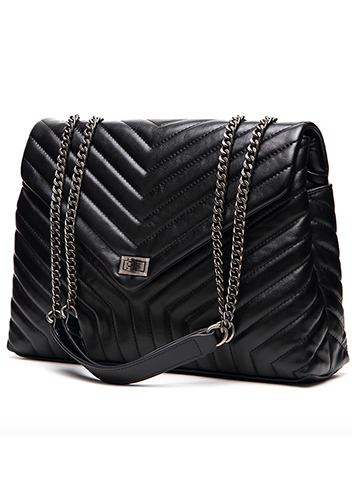 Yvonne Large Shoulder Bag Lambskin Black