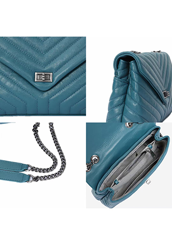Yvonne Large Shoulder Bag Lambskin Blue
