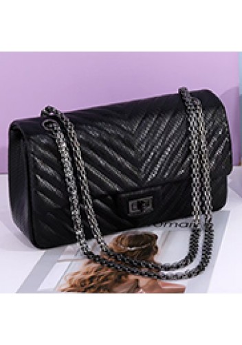 Adele Medium Flap Bag V Shape Black