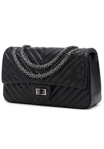 Adele Medium Flap Bag V Shape Black
