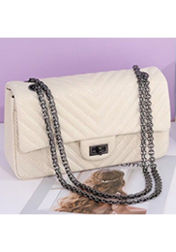 Adele Medium Flap Bag V Shape Cream