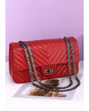 Adele Medium Flap Bag V Shape Red
