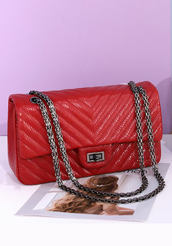 Adele Medium Flap Bag V Shape Red