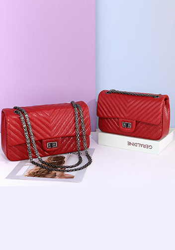 Adele Medium Flap Bag V Shape Red