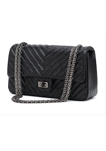 Adele Small Flap Bag V Shape Black