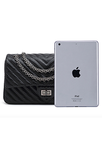 Adele Small Flap Bag V Shape Black