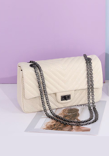 Adele Small Flap Bag V Shape Cream