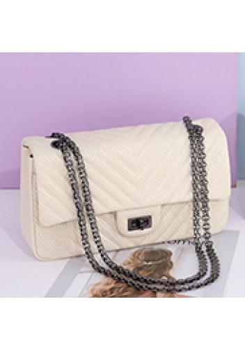Adele Small Flap Bag V Shape Cream