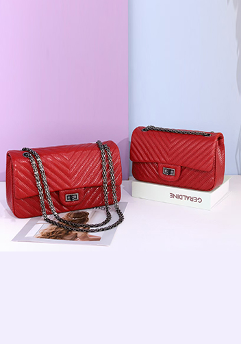 Adele Small Flap Bag V Shape Red