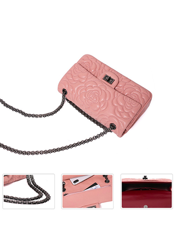 Adele Camellia Flap Medium Bag Lambskin Pink