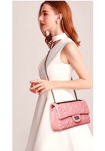 Adele Camellia Flap Medium Bag Lambskin Pink