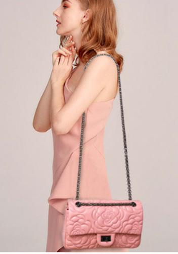 Adele Camellia Flap Medium Bag Lambskin Pink