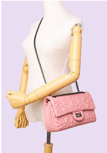 Adele Camellia Flap Medium Bag Lambskin Pink