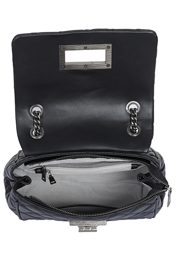 Adele Flap Shoulder Bag Lambskin Leather Black