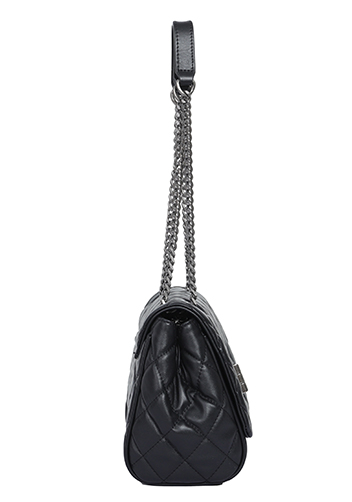 Adele Flap Shoulder Bag Lambskin Leather Black