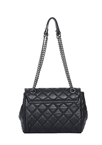 Adele Flap Shoulder Bag Lambskin Leather Black