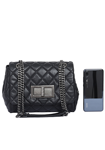 Adele Flap Shoulder Bag Lambskin Leather Black