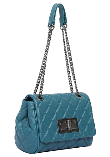 Adele Flap Shoulder Bag Lambskin Leather Blue