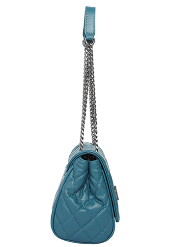 Adele Flap Shoulder Bag Lambskin Leather Blue