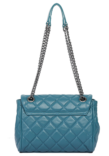 Adele Flap Shoulder Bag Lambskin Leather Blue