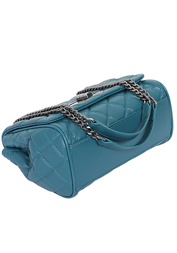 Adele Flap Shoulder Bag Lambskin Leather Blue