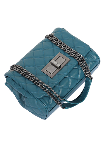 Adele Flap Shoulder Bag Lambskin Leather Blue