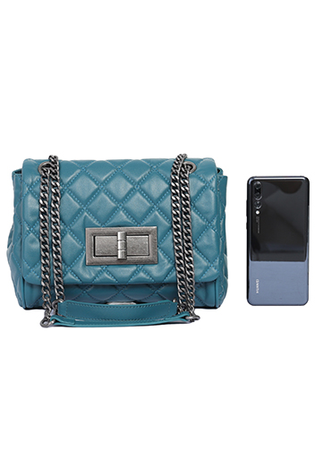 Adele Flap Shoulder Bag Lambskin Leather Blue