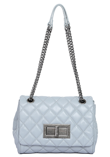 Adele Flap Shoulder Bag Lambskin Leather Grey