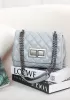 Adele Flap Shoulder Bag Lambskin Leather Grey