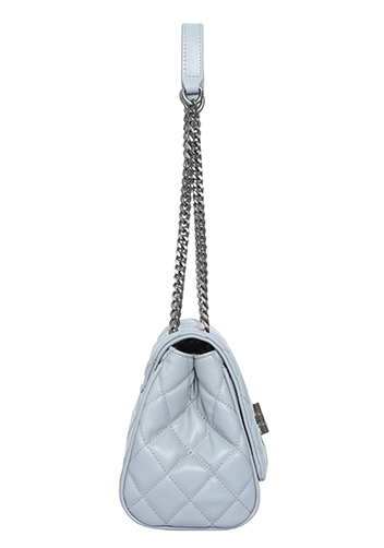 Adele Flap Shoulder Bag Lambskin Leather Grey