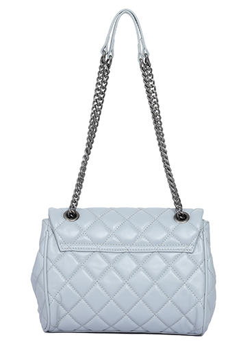 Adele Flap Shoulder Bag Lambskin Leather Grey