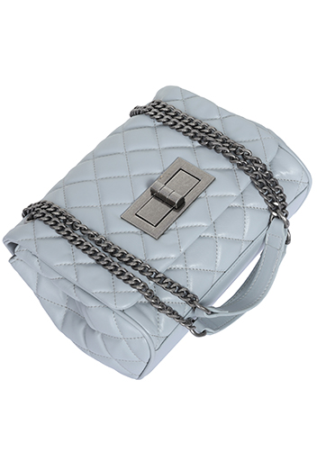 Adele Flap Shoulder Bag Lambskin Leather Grey