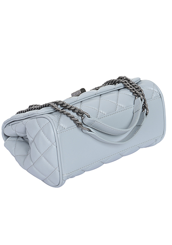 Adele Flap Shoulder Bag Lambskin Leather Grey