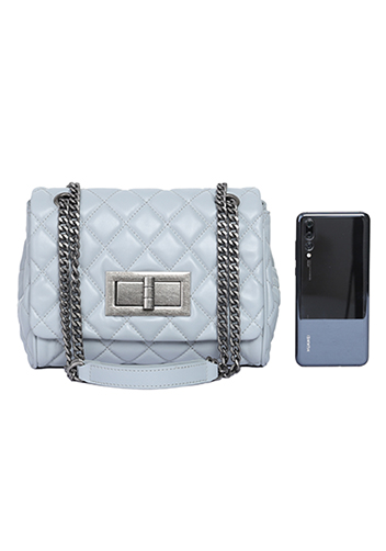 Adele Flap Shoulder Bag Lambskin Leather Grey