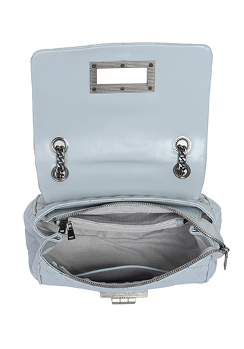 Adele Flap Shoulder Bag Lambskin Leather Grey