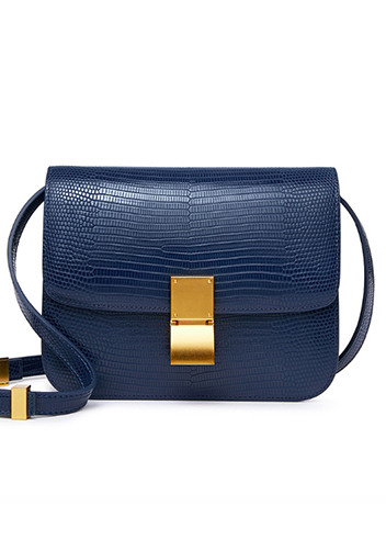 Martha Medium Lizard Leather Dark Blue