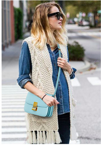 Martha Medium Lizard Leather Sky Blue