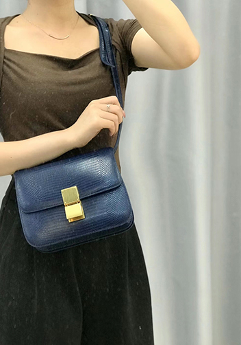 Martha Small Lizard Leather Dark Blue