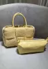Mia Lambs Wool Leather 6 Squares Tote Yellow