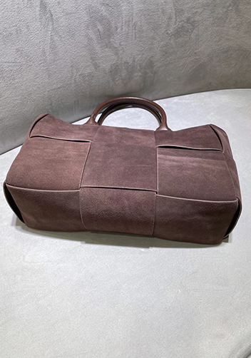 Mia Woven Suede Leather 6 Squares Tote Choco