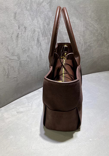 Mia Woven Suede Leather 6 Squares Tote Choco