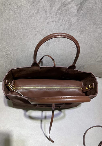 Mia Woven Suede Leather 6 Squares Tote Choco