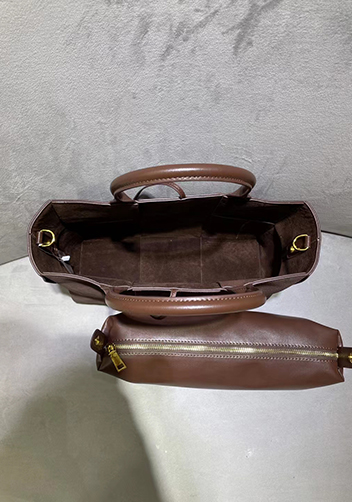 Mia Woven Suede Leather 6 Squares Tote Choco