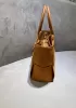 Mia Woven Suede Leather 6 Squares Tote Camel
